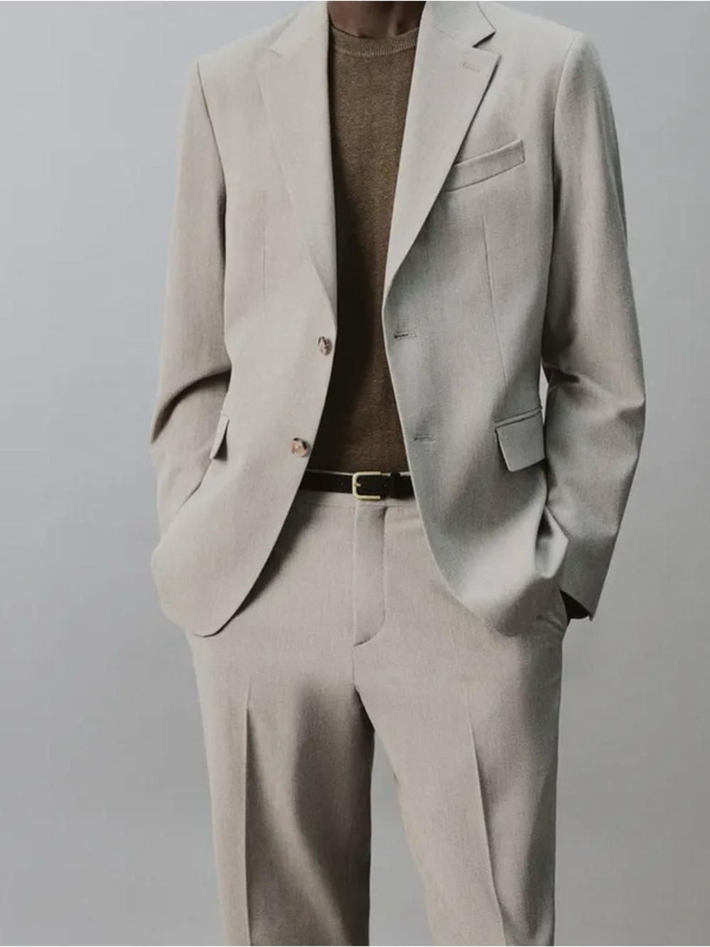 Zara Light Beige Two-Piece Suit Jacket